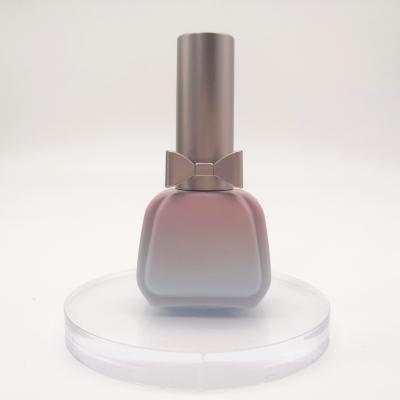 China Beautiful Elegant Cosmetic Pink Empty Glass Nail Polish Bottle With Brush Can Be Customized Color for sale