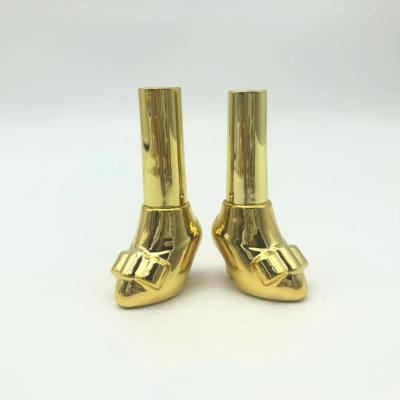 China Cosmetic Gold Plated Small Volume High Heel Shoes Shape 10ml Nail Polish Glass Empty Bottle for sale