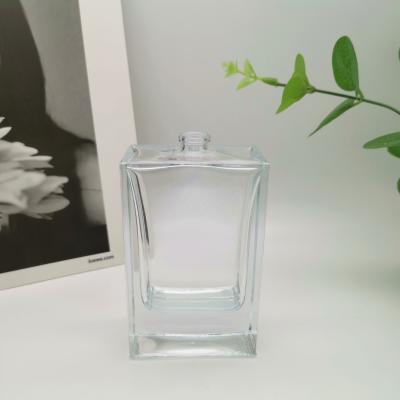 China Square 100ml Cosmetic Glass Empty Perfume Bottles Pressed With Neck Glass Spray Bottle Bulk for sale