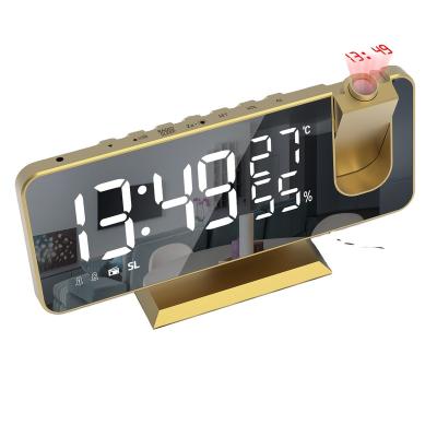 China Europe new table electronic desk synchronizes temperature and humidity projection multifunctional radio alarm clock LED creative mirror for sale