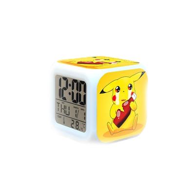 China Cute Novelty Kids Gifts Cartoon Alarm Clock Decor Students Cube Office Digital Alarm Portable Color-Changing Square Clock for sale