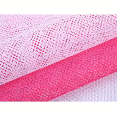 China Polyester 100% Antistatic Mesh Cloth Bags Shoes Hard hexagonal Mesh Fabric Warp Knitting Fishing Mesh Fabric for sale