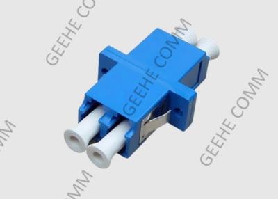 China Blue Color Single Mode Duplex LC To LC Fiber Optic Cable Adapter With Flanges for sale