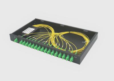 China Divisor del PLC de la fibra óptica del soporte de estante 1×16 1U SC/APC en venta