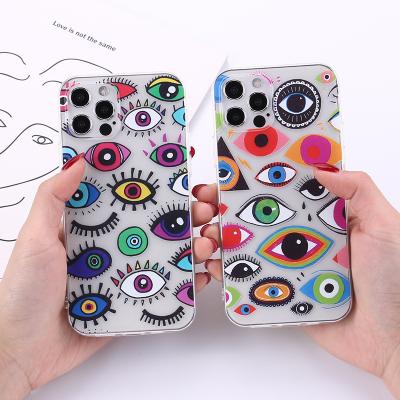 China Anti-fall OEM/ODM Factory Direct Sale For Phone Evil Eye Painted Soft TPU Shell Phone Case for sale