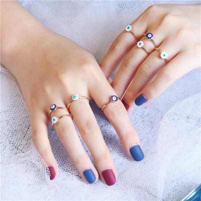 China 8pcs/set BOHEMIA Fashion Ring Evil Eye Jewelry 18K Gold Plated Stackable Boho Rings For Women Girls Gifts for sale