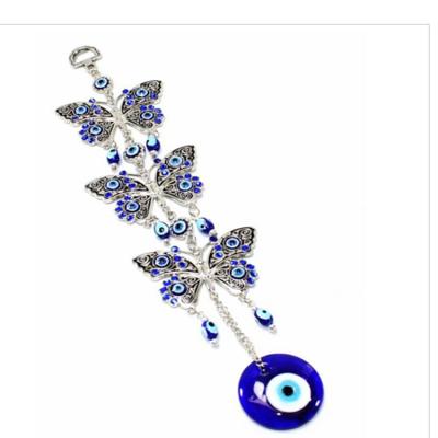 China Beautiful Exorcism City Butterfly House Blue Evil Eye Wall Hanging Indoor Turkish Table d'Hôte Three Hanging for sale