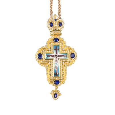 China Ukrainian Fashion Alloys OEM ODM Orthodox Cross Necklaces Large Diamond Religious Membership for sale