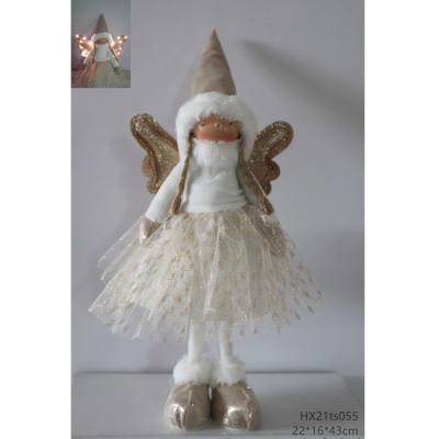 China fabric & Silver Standing White and Fairy Plush Christmas Angel Decorations for sale