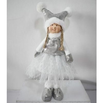 China fabric & White and Silver Decorative Plush Christmas Angel for sale