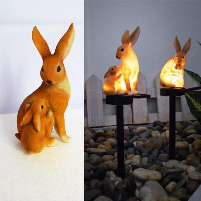 China Garden Sculpture Animal Bronze Rabbit Solar Light Garden for sale