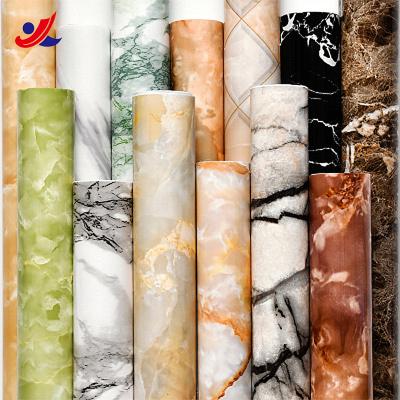 China Excellent Sales Self Adhesive Transparent Holographic Film Marble PVC Roll Luxury Wallpaper Rolls for sale