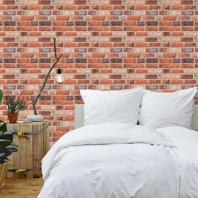 China Waterproof+ECO-Friendly Hot Sell Interior Wall Decoration Red Brick Stone Brick PVC Korea Self Adhesive Wallpaper Foil for sale