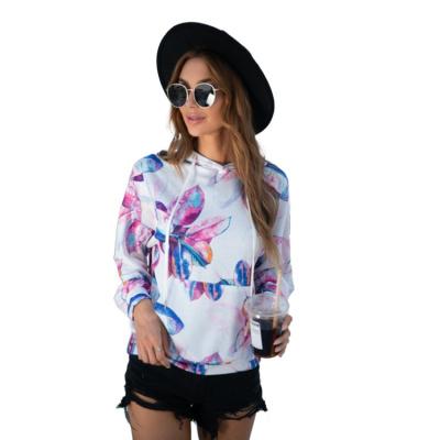 China High Quality Fashionable Anti-wrinkle Long Sleeve Printed Pocket Hoodie Women's Lace Up for sale