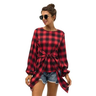 China Chinese Manufacturer Spring Anti-pilling Plaid Shirt Fashion Long Sleeve Blouses Retro for sale