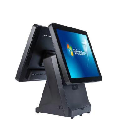 China Retail Industry Dual Screen 15.0 Inch Window System All In One PC Kiosk Touch Screen VGA USB Port for sale