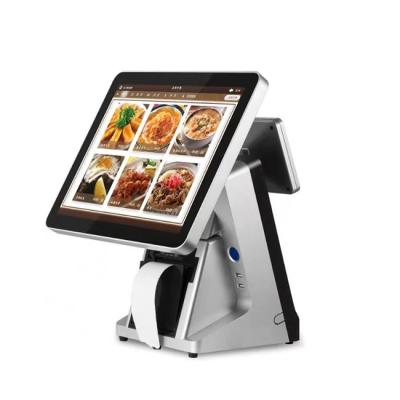 China Retail Industry 15 Inch Dual Screen Windows All In One Capacitive Touch Screen POS Terminal for sale