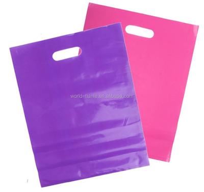 China Hot Selling Recyclable Customized Punch Hole Printed Plastic Die Cut Shopping Bag for sale