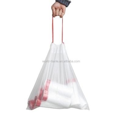 China Trash 13 Gallon Heavy Duty Clear Kitchen Drawstring Trash Bag for sale