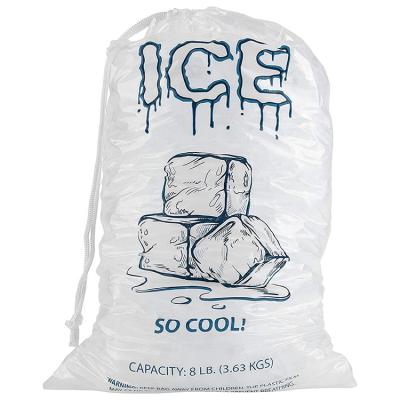 China Safety Hot Sale Plastic Ice Packing Bag For 3 Kg / 5 Kg Drawstring In Storage Bag Ice for sale