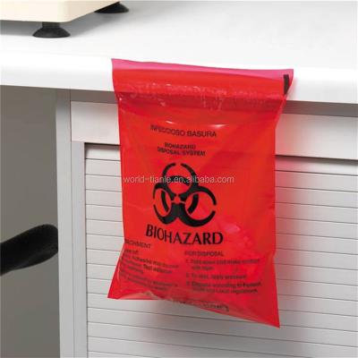 China Hospital Hospital Plastic Biohazard Medical Waste Bag With Adhesive Tape for sale