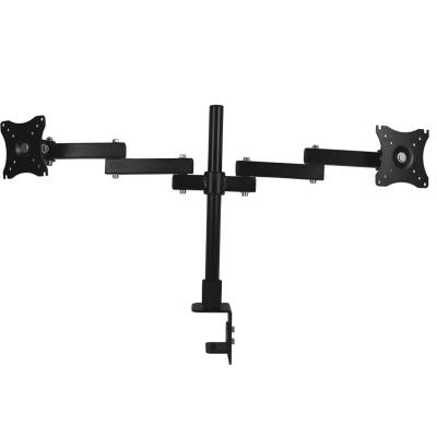 China Black And White Universal LCD Mount Hillport Monitor Desktop Dual-Screen Display Bracket With Clampfor 14-24inch for sale