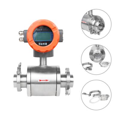 China Measuring Liquid Flange Integrated Food Grade Stainless Steel Sanitary Industrial Flow Meter Beverage Wine Electromagnetic Flow Meter for sale