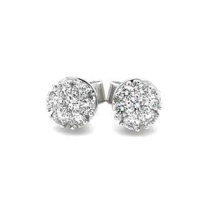 China Wholesale High Quality 18K White Gold Fashion Wedding Accessories Jewelry Round Diamond Earring Charming Elegant Jewelry Wholesale for sale