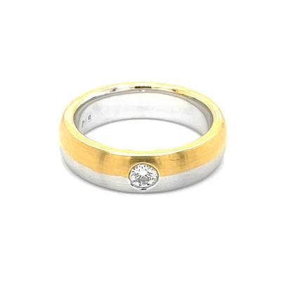 China Charming Classic Design Elegant 18K Yellow, White Gold Set With Round Brilliant Cut Diamond 2 Real Natural Tones Colors Ring for sale