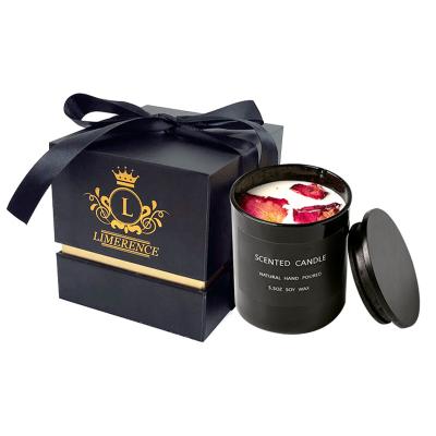 China Recycled Materials Wholesale Custom Luxury Scented Candles Gift Set Box Private Label Black Hard Candles Packaging Box For Gift for sale