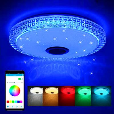 China Crystal Edge Music Ceiling Light RGB Modern Colorful LED Remote Control APP Smart Home Music Light Ceiling Lamp for sale