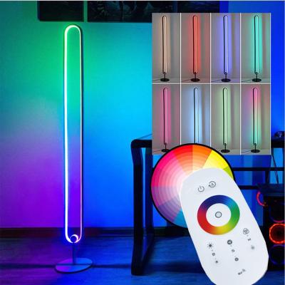 China Nordic Modern Standing Metal RGB Color Changing Circle Smart Corner Floor Lamp Remote Control LED RGB Floor Lamp With Remote Control for sale