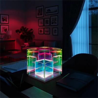 China New-designed Modern Acrylic Magic Cube Christmas Cube Lamp Rubik's Cube Night Light Decorative Gifts for sale