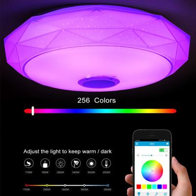 China New-designed modern music ceiling light led ceiling light colorful smart audio mobile app remote control ceiling panel light for sale