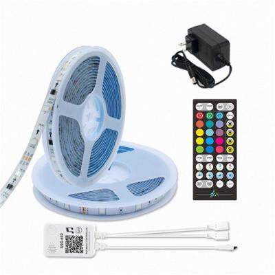 China APP 5050 RGB Residential Smart Neon Sound Multi Color Waterproof LED Strip Light Dream Color Control 12V Music Light Strip With Remote for sale