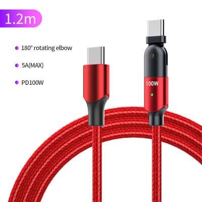 China 180 Rotaring Elbow Hanstar 1.2m Usb Type C 180 Degree Rotary Phone Charging Cable Rotation Elbow Data Cable Braiding for sale