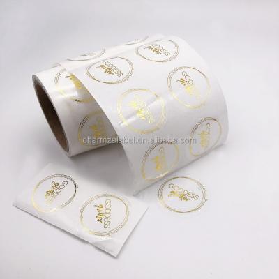 China Custom usage Custom Foil Hot Gold Foil Stamping Transparent Logo Label Sticker for sale