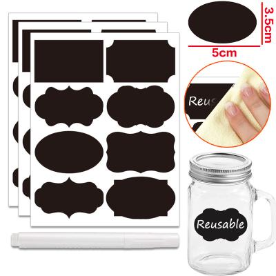 China Waterproof 36-50pcs/Set Erasable Chalkboard Labels Waterproof Sticker Craft Kitchen Blackboard Sticker Bottles Tag Marker Pen Jars Labels for sale