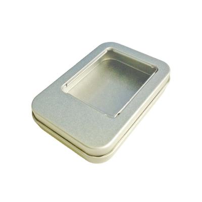 China Custom Recycled OEM Four Materials Matte Color Print Tinplate Box CMYK Mini Printing Candy Gumballs Hinged Mint Card Tin Box With PVC Window for sale