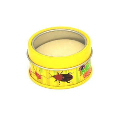 China Other Round Metal Candy Cookie Tin Case Chocolate Gift PVC Packaging Window Tin Box With Handle for sale