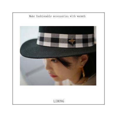 China Wholesale 100% Warm Checked Wool Felt Tourtiere Straw Hat Fedora Hat For Women Winter Fashion Warm for sale