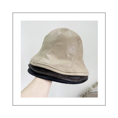 China Customization 2021 New Vintage Street Style PU Fisherman Hat Ladies Hat Leather Adult Fisherman Hat for sale