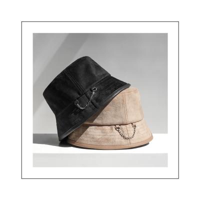 China 2021 New Vintage Suede Cloth Formal Fisherman Hat Adult Fisherman Hat With Chain Ladies Hat Customization for sale