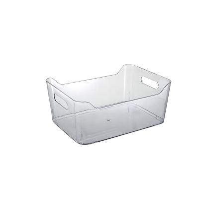 China Sustainable Bathroom Organizer Box Made Of Clear Plastic Premium Transparent PET Bath Storage Container Bathroom Sink Organization Bin for sale