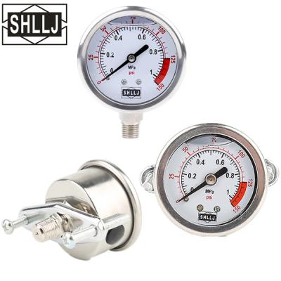 China SS304 LZY Oil Pressure Gauge Glycerin Filling Pressure Gauge Hydraulic Vibration Resistant Pressure Gauge for sale