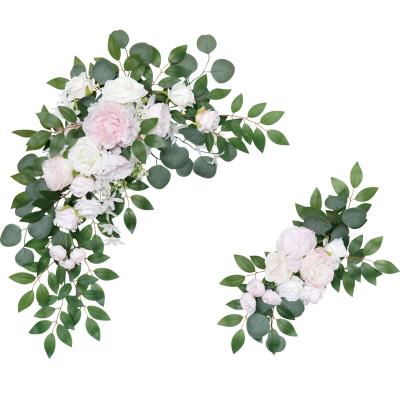 China Wholesale Beautiful Colorful Customized Artificial Arch Flower Arrangement Triangles Hanging Floral Flower Wedding Decorative Background for sale