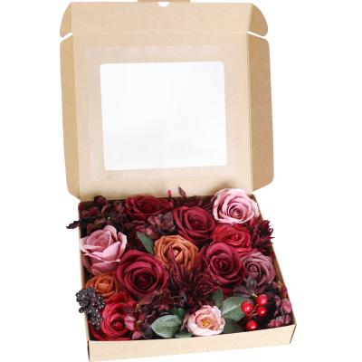 China Beautiful Colorful Amazon Hit Artificial Roses Wedding Decoration Silk Rose Flower For Sale Artificial Roses Flowers Box DIY for sale