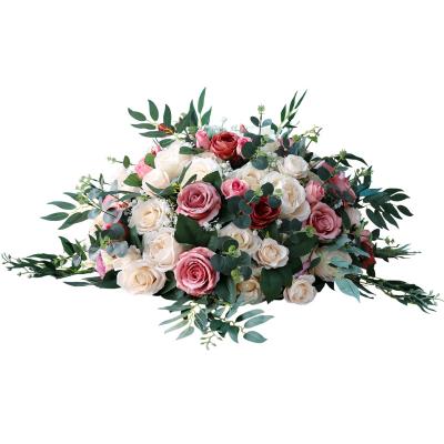 China Artificial flower arrangement T stage wedding road guide arch flower display decoration in beautiful colorful wedding for sale