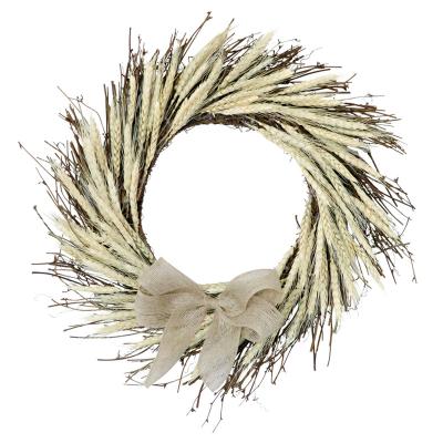 China Natural Touch Grain Wreath The Fall Before Thanksgiving Wheat Harvest Autumn Wreath For Christmas Decoration for sale