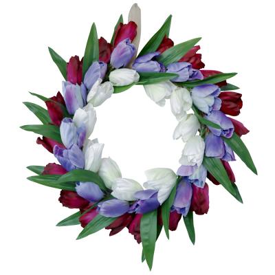 China Beautiful New Design Artificial Silk Colorful Home Decorative Tulip Indoor Natural Christmas Wreath For Cu for sale